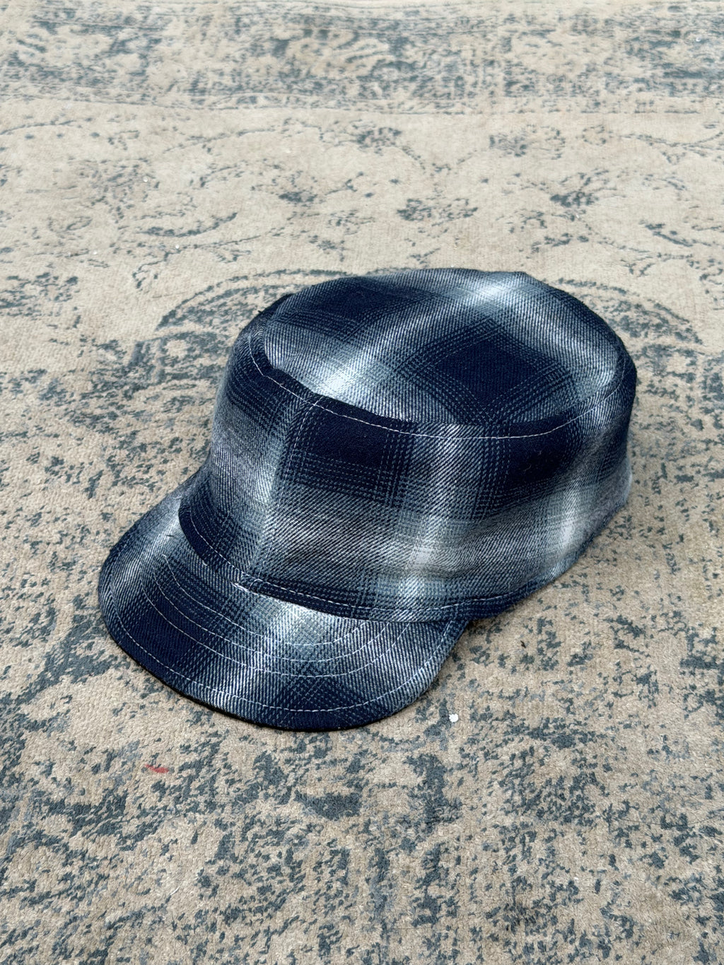 Nora Hat - Blue plaid contrast