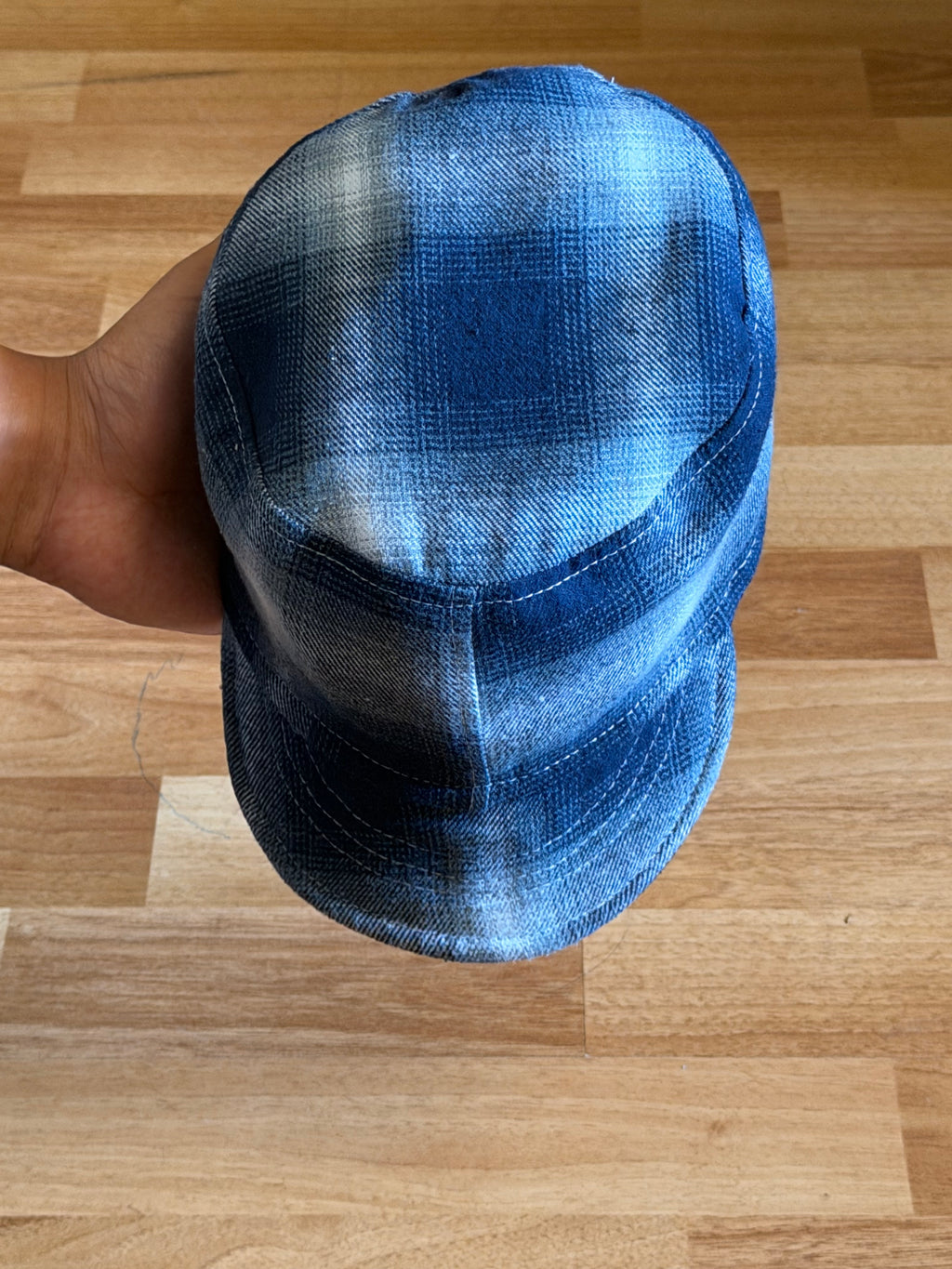 Nora Hat - Blue plaid contrast