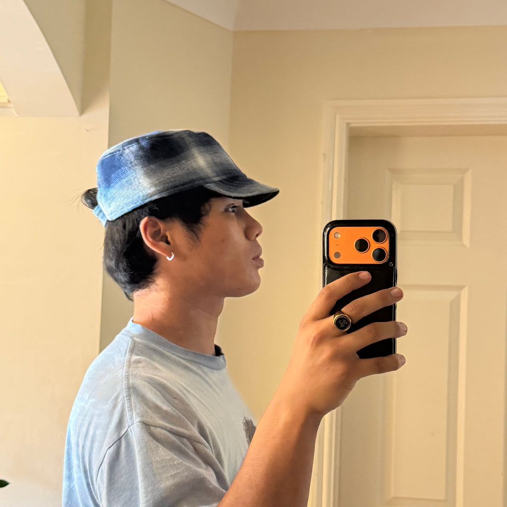 Nora Hat - Blue plaid contrast